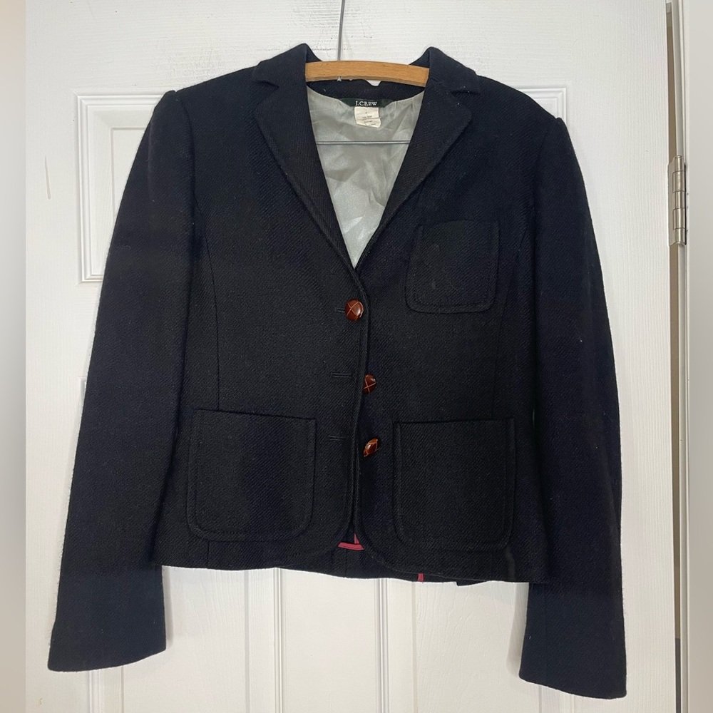 J CREW vintage navy wool cropped blazer - size 2